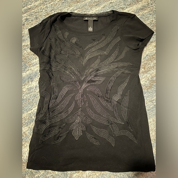 INC international concepts black sparkle top size medium - Picture 1 of 3